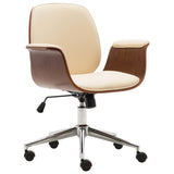 NNEVL Office Chair Cream Bent Wood and Faux Leather