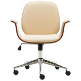 NNEVL Office Chair Cream Bent Wood and Faux Leather