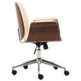 NNEVL Office Chair Cream Bent Wood and Faux Leather