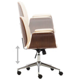 NNEVL Office Chair Cream Bent Wood and Faux Leather