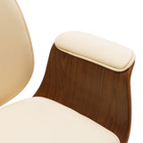 NNEVL Office Chair Cream Bent Wood and Faux Leather