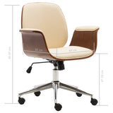NNEVL Office Chair Cream Bent Wood and Faux Leather