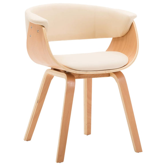 NNEVL Dining Chair Cream Bent Wood and Faux Leather