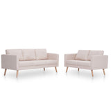 NNEVL 2 Piece Sofa Set Fabric Cream