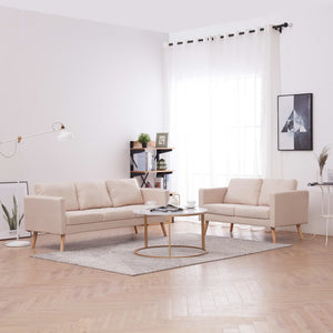 NNEVL 2 Piece Sofa Set Fabric Cream