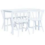 NNEVL 5 Piece Dining Set Solid Rubber Wood White
