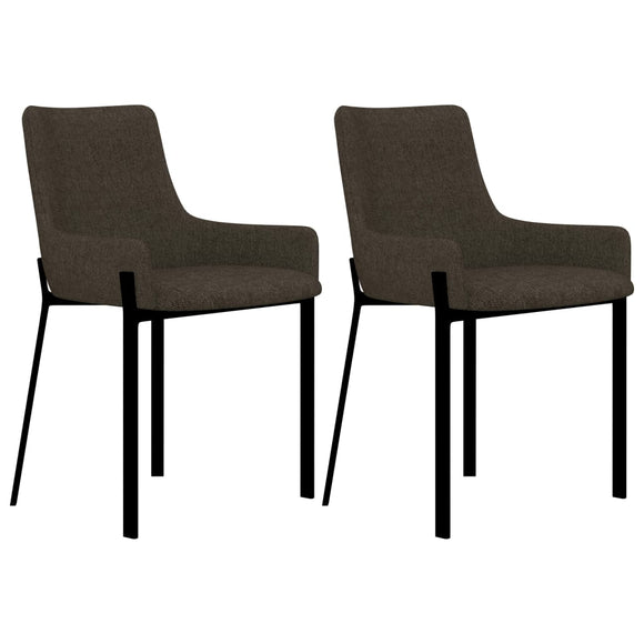 NNEVL Dining Chairs 2 pcs Brown Fabric