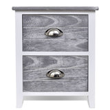 NNEVL Nightstand Grey and White 38x28x45 cm Paulownia Wood