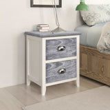 NNEVL Nightstand Grey and White 38x28x45 cm Paulownia Wood
