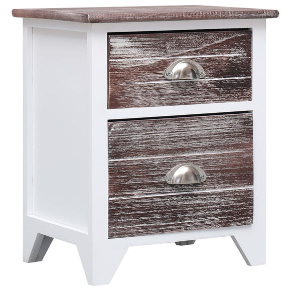 NNEVL Nightstand Brown and White 38x28x45 cm Paulownia Wood