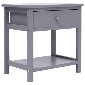 NNEVL Nightstand Grey 40x29x42 cm Paulownia Wood