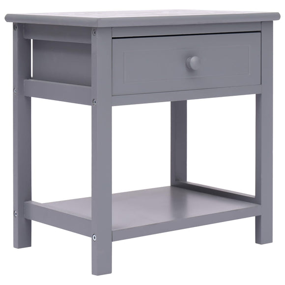 NNEVL Nightstand Grey 40x29x42 cm Paulownia Wood