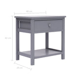 NNEVL Nightstand Grey 40x29x42 cm Paulownia Wood