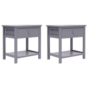 NNEVL Nightstands 2 pcs Grey 40x29x42 cm Paulownia Wood