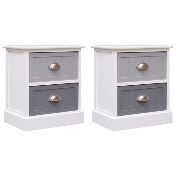 NNEVL Nightstands 2 pcs Grey 38x28x45 cm Paulownia Wood