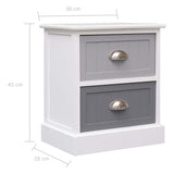 NNEVL Nightstands 2 pcs Grey 38x28x45 cm Paulownia Wood