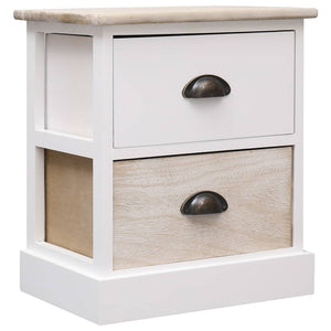 NNEVL Nightstand White and Natural 38x28x45 cm Paulownia Wood