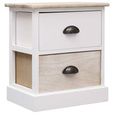 NNEVL Nightstand White and Natural 38x28x45 cm Paulownia Wood