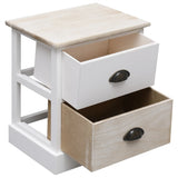 NNEVL Nightstand White and Natural 38x28x45 cm Paulownia Wood