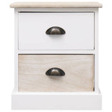 NNEVL Nightstand White and Natural 38x28x45 cm Paulownia Wood