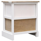 NNEVL Nightstand White and Natural 38x28x45 cm Paulownia Wood