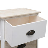 NNEVL Nightstand White and Natural 38x28x45 cm Paulownia Wood