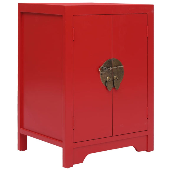 NNEVL Bedside Cabinet Red 38x28x52 cm Paulownia Wood