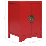NNEVL Bedside Cabinet Red 38x28x52 cm Paulownia Wood