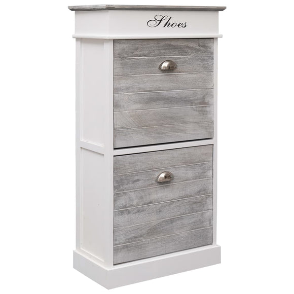 NNEVL Shoe Cabinet Grey 50x28x98 cm Paulownia Wood