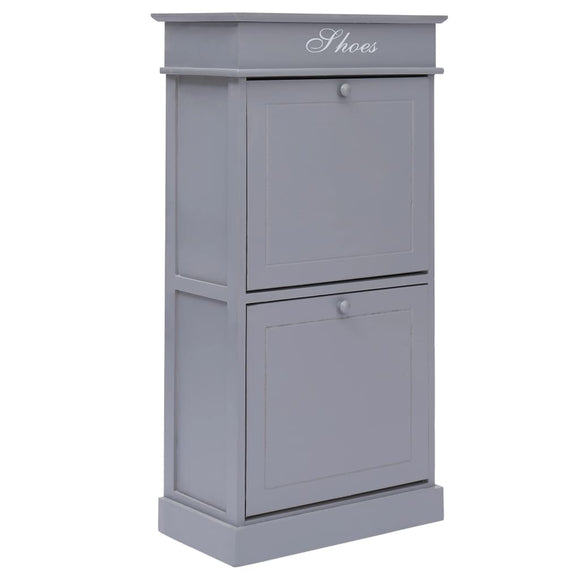 NNEVL Shoe Cabinet Grey 50x28x98 cm Paulownia Wood