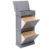 NNEVL Shoe Cabinet Grey 50x28x98 cm Paulownia Wood