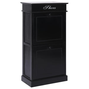 NNEVL Shoe Cabinet Black 50x28x98 cm Paulownia Wood