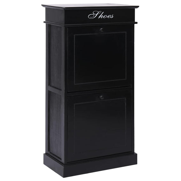 NNEVL Shoe Cabinet Black 50x28x98 cm Paulownia Wood