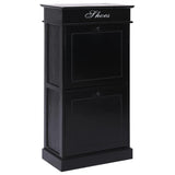 NNEVL Shoe Cabinet Black 50x28x98 cm Paulownia Wood