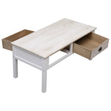 NNEVL Coffee Table White and Natural 100x50x45 cm Wood