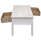 NNEVL Coffee Table White and Natural 100x50x45 cm Wood