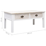 NNEVL Coffee Table White and Natural 100x50x45 cm Wood
