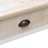 NNEVL Console Table White and Natural 90x30x77 cm Wood