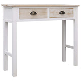 NNEVL Console Table White and Natural 90x30x77 cm Wood