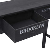 NNEVL Console Table Black 90x30x77 cm Wood