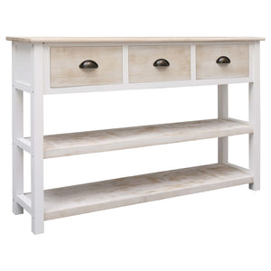 NNEVL Sideboard Natural and White 115x30x76 cm Wood