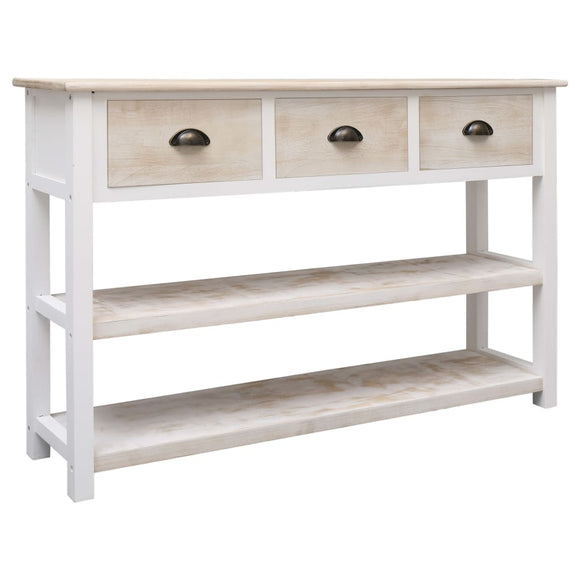 NNEVL Sideboard Natural and White 115x30x76 cm Wood