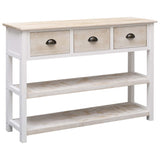 NNEVL Sideboard Natural and White 115x30x76 cm Wood