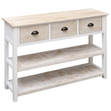 NNEVL Sideboard Natural and White 115x30x76 cm Wood