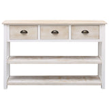 NNEVL Sideboard Natural and White 115x30x76 cm Wood