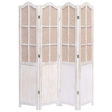 NNEVL 4-Panel Room Divider White 140x165 cm Fabric