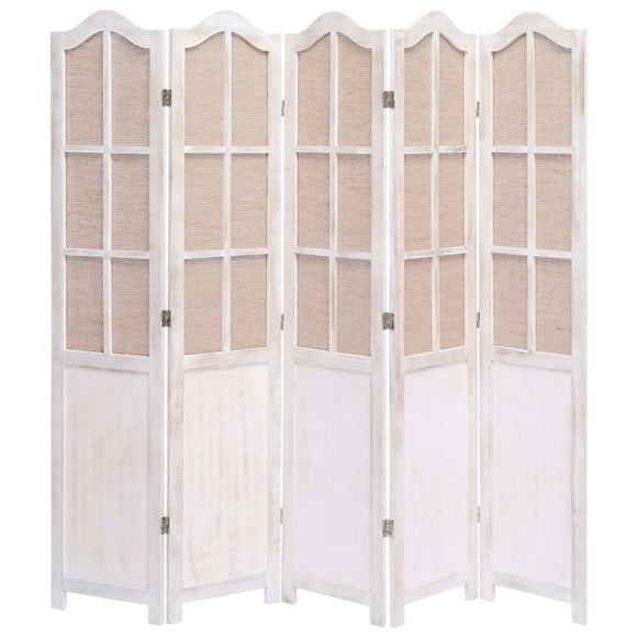 NNEVL 5-Panel Room Divider White 175x165 cm Fabric
