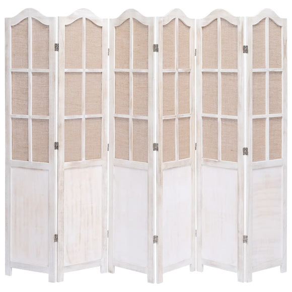 NNEVL 6-Panel Room Divider White 210x165 cm Fabric