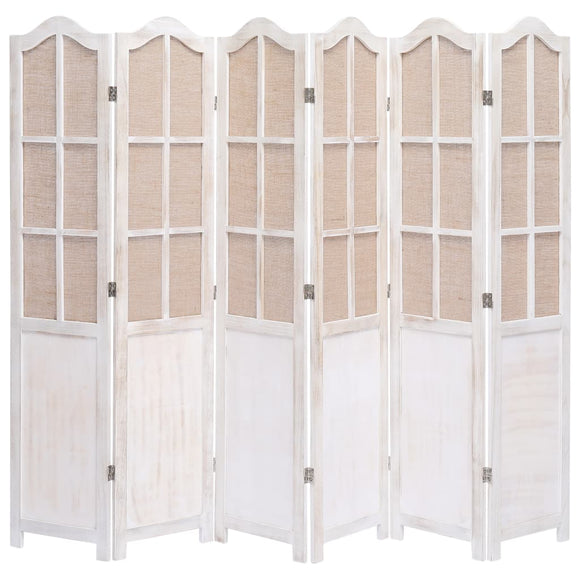 NNEVL 6-Panel Room Divider White 210x165 cm Fabric