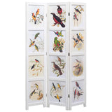 NNEVL 3-Panel Room Divider White 105x165 cm Bird